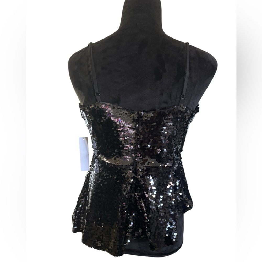 VENUS Black Sequin Asymmetrical Camisole, Size 12 - Picture 6 of 7